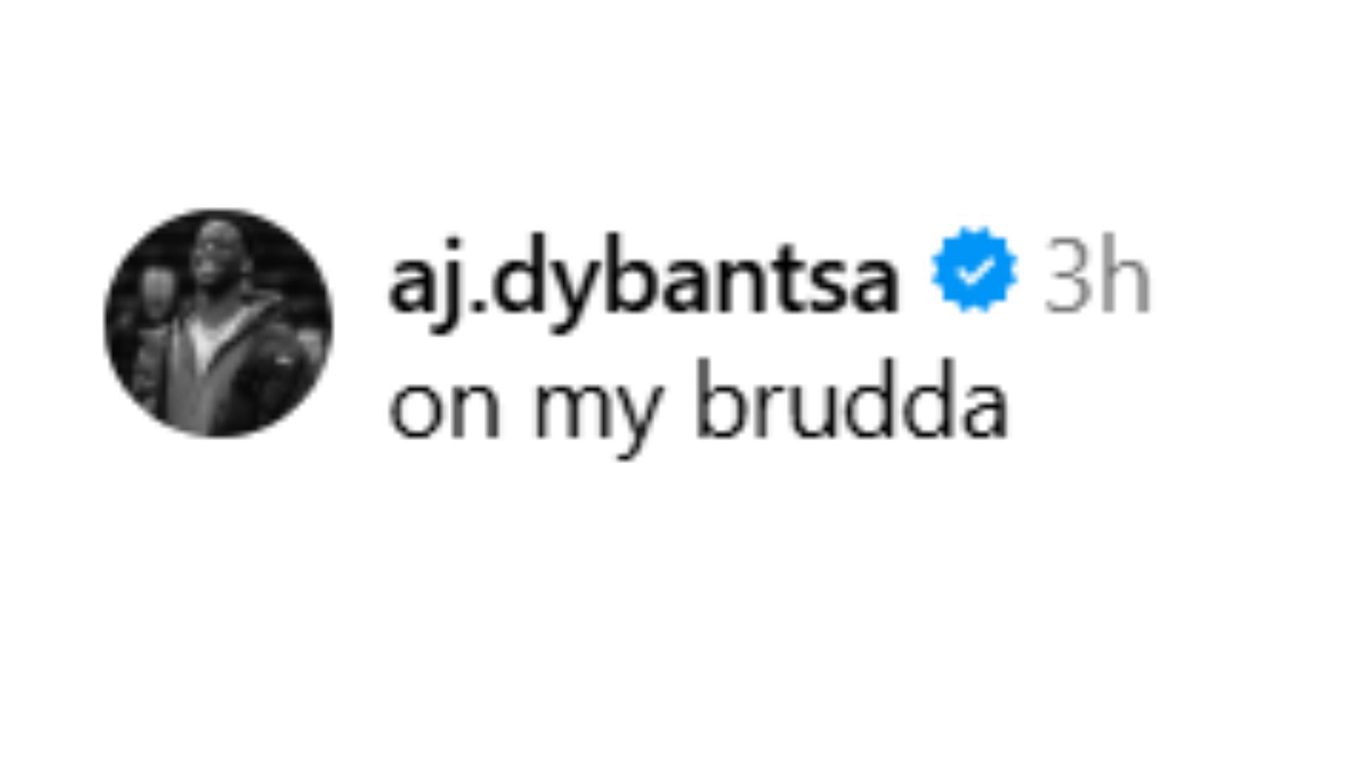 AJ Dybantsa's reaction to Mikel Brown Jr's Instagram post (Image Source: @mikel_brownjr/Instagram)